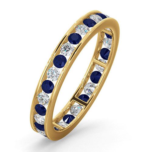 18YFE001S-100-GVS | 18ct Yellow Gold Channel Set Full Eternity Ring Natural Diamond 0.50ct Sapphire 0.90ct G VS