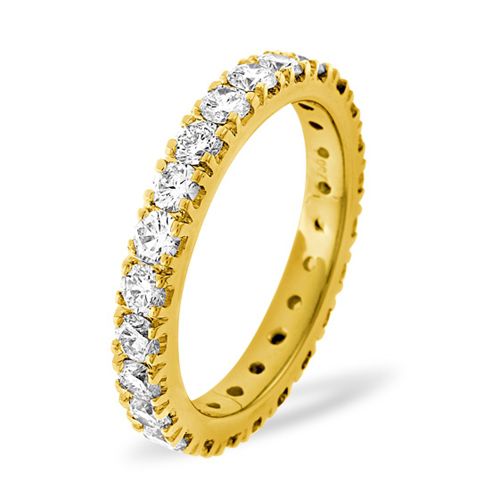 18ct Yellow Gold Claw Set Full Eternity Ring Natural Diamond 1.00ct H Si