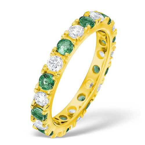 18ct Yellow Gold Claw Set Full Eternity Ring Natural Diamond 1.00ct Emerald 1.10ct G VS