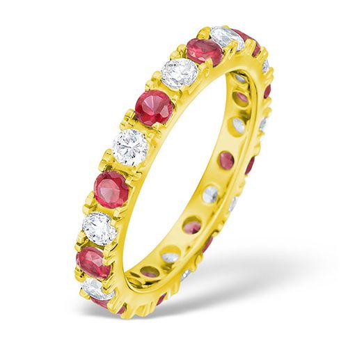18ct Yellow Gold Claw Set Full Eternity Ring Natural Diamond 1.00ct Ruby 1.50ct H Si