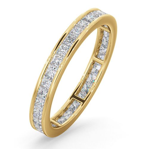 18ct White Gold Channel Set Princess Cut Full Eternity Ring Natural Diamond VS