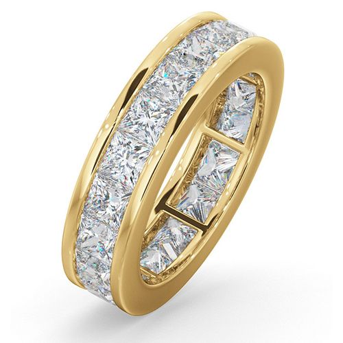 18ct White Gold Channel Set Princess Cut Full Eternity Ring Natural Diamond 5.00ct G VS