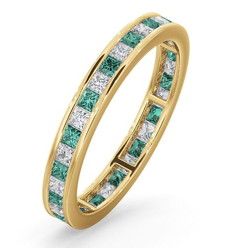 18ct Yellow Gold Channel Set Princess Cut Full Eternity Ring Natural Diamond Em 0.65ct VS