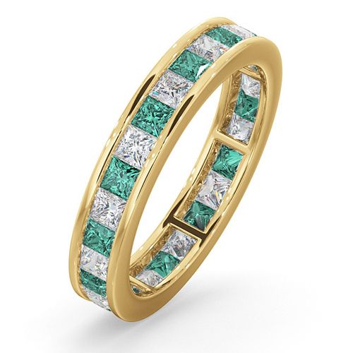 18ct Yellow Gold Channel Set Princess Cut Full Eternity Ring Natural Diamond 1.00ct Em 1.20ct G VS