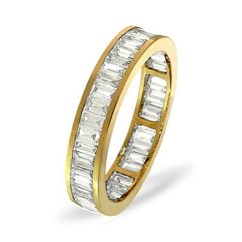 18ct Yellow Gold Channel Set Full Eternity Ring Baguette Natural Diamond VS