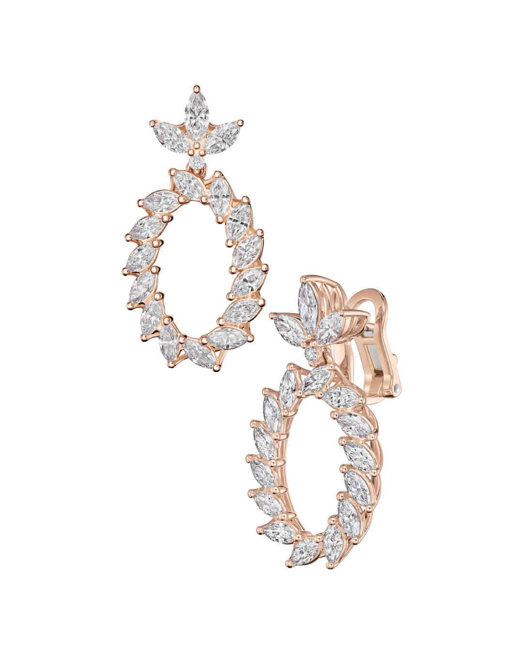 L'Heure du Diamant Marquise Diamond Earrings 18ct Rose Gold