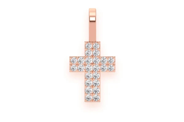 Erkals Jewellers Two Row Cross Pendant 18K Gold Diamond 0.25ctw