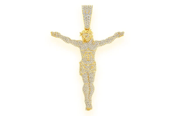 Erkals Jewellers Large Jesus Crucifix Pendant 18K Gold Diamond 3.30ctw