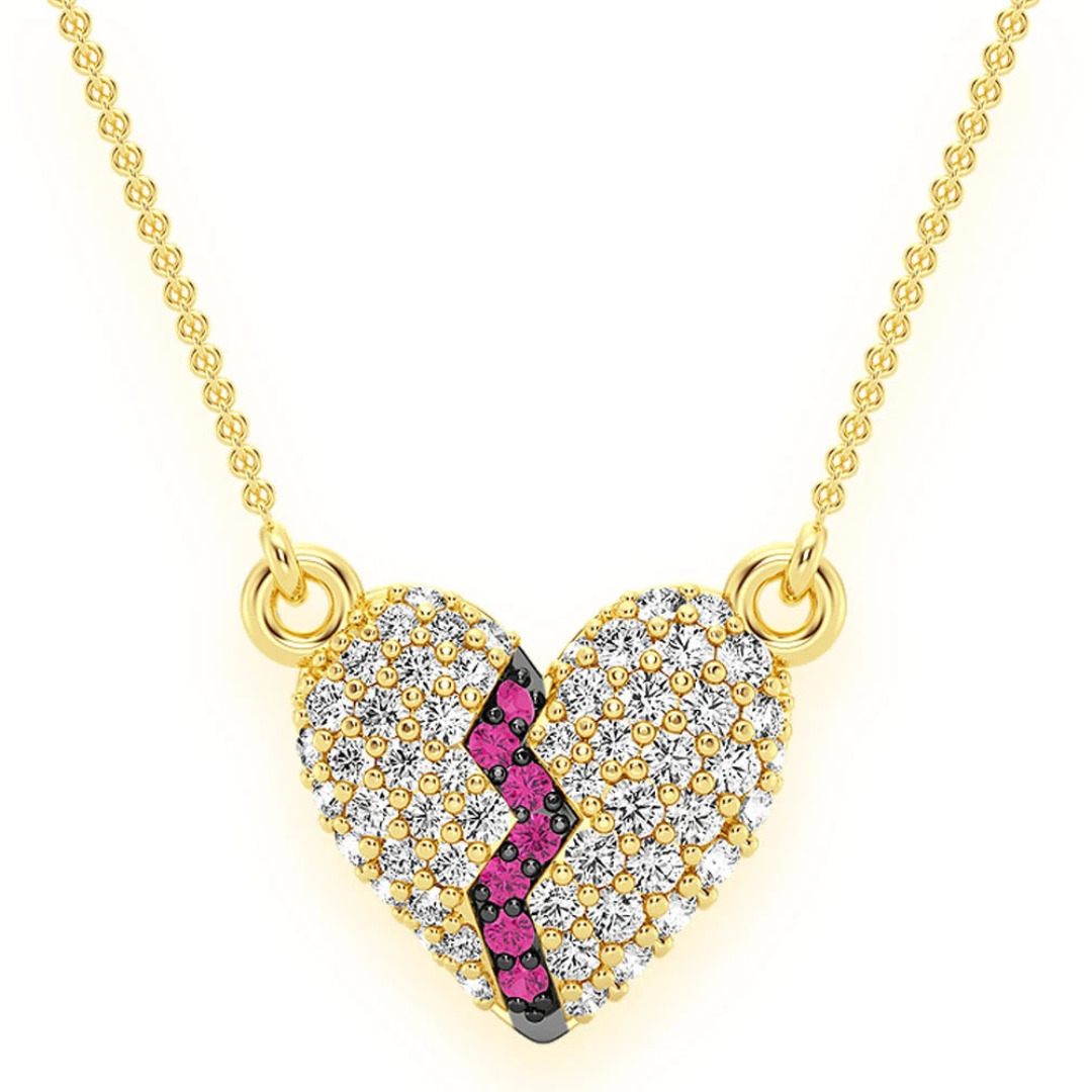 0.35ct Diamond Heartbreaker Connected Necklace 18K Solid Gold
