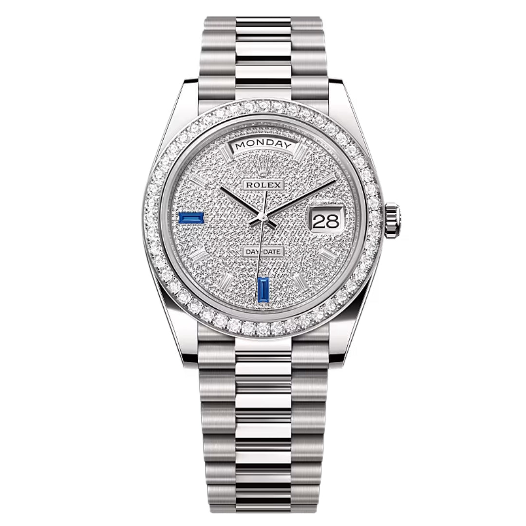 Rolex Day-Date 40 228349RBR Factory Diamond Bezel and Diamond Paved Baguette Gemstone Dial 2024