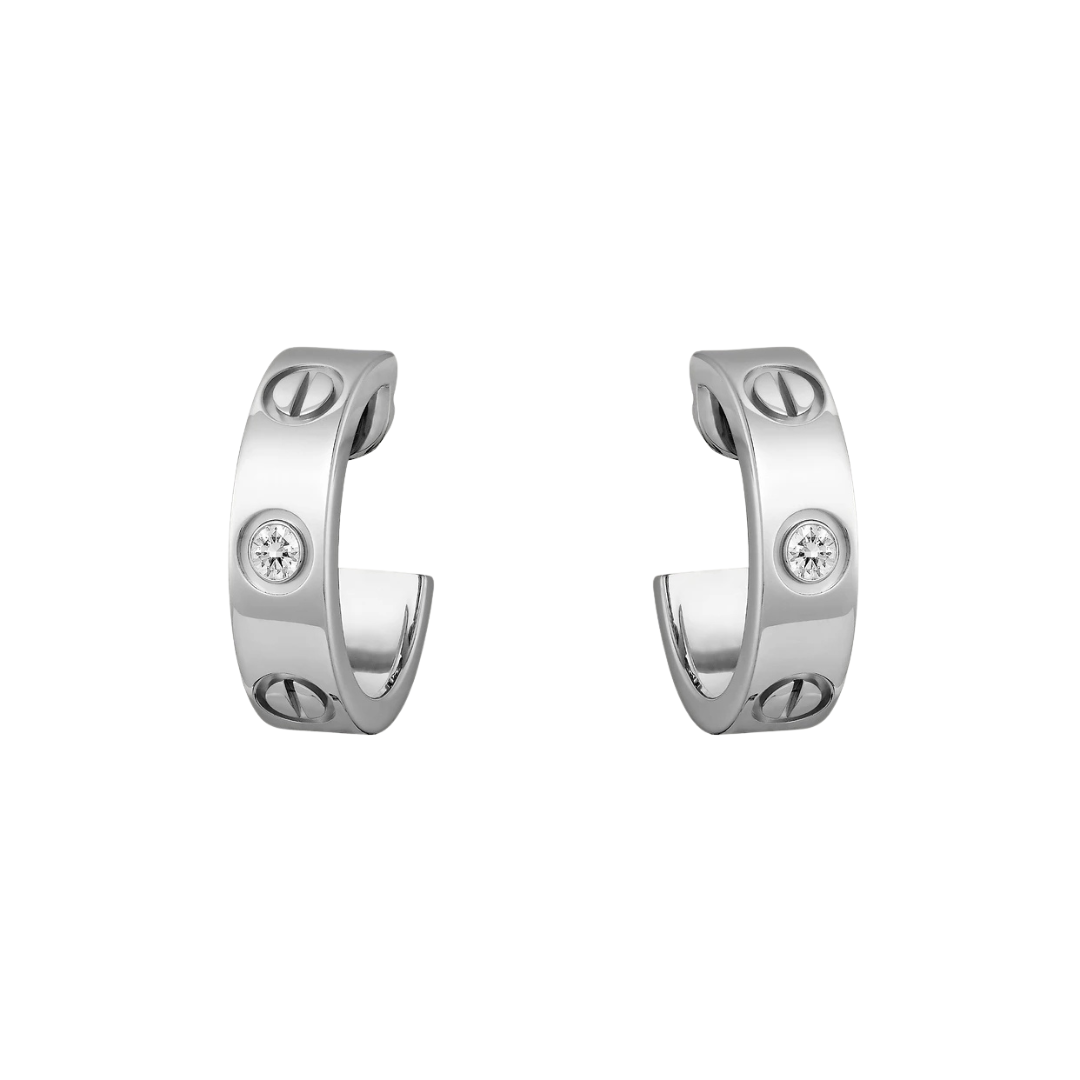Cartier Love Hoop 2 Diamonds Earrings 18ct White Gold