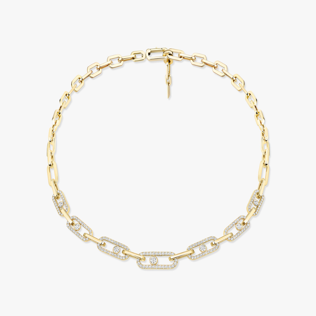Move Link Pavé Diamond Necklace 18ct Gold