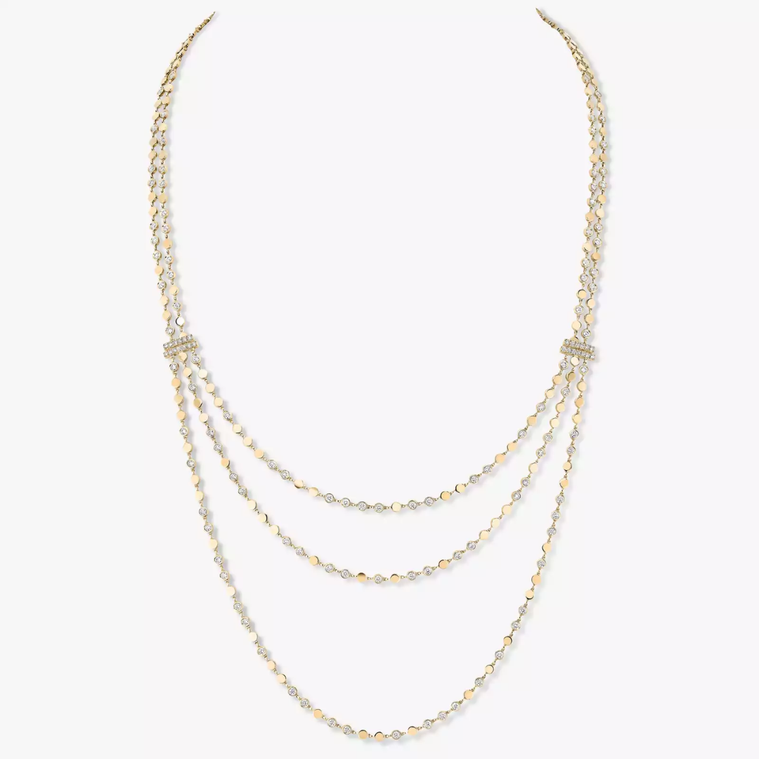 D-Vibes Multi-Row Long Diamond Necklace 18ct Gold