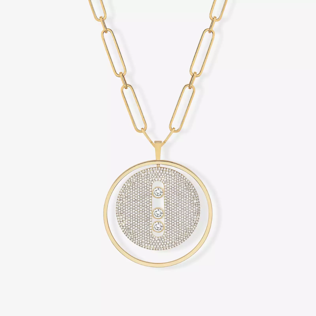 Lucky Move Long Diamond Necklace Pavé LM 18ct Gold