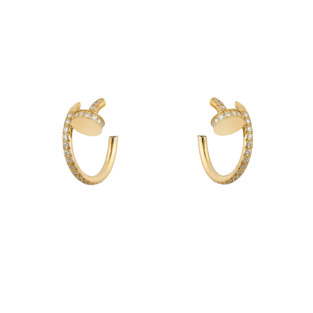 Cartier Juste Un Clou Hoop Earrings Small Paved Diamonds 18ct Gold