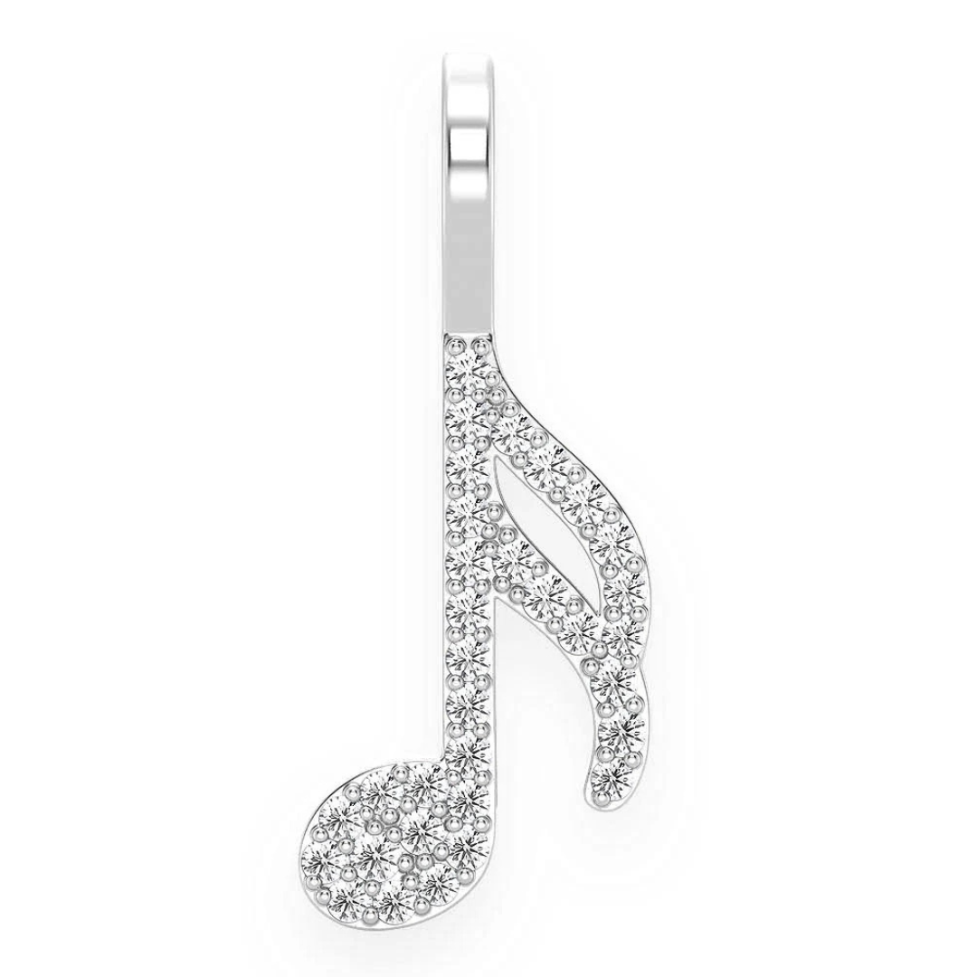 Pendentif diamant semi-cave note de musique 0,15 ct en or massif 14 carats