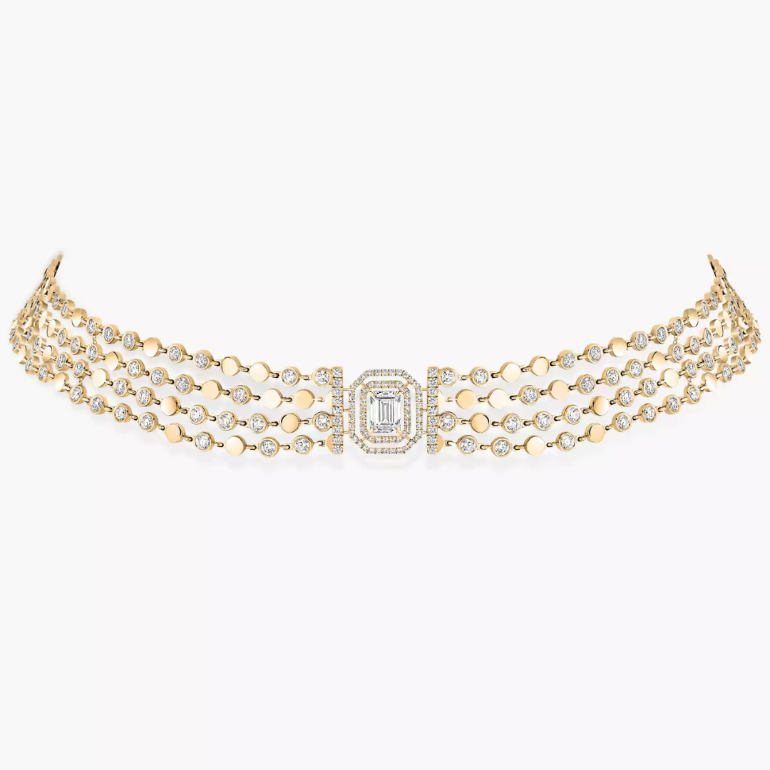 D-Vibes Multi-Row Diamond Necklace 18ct Gold