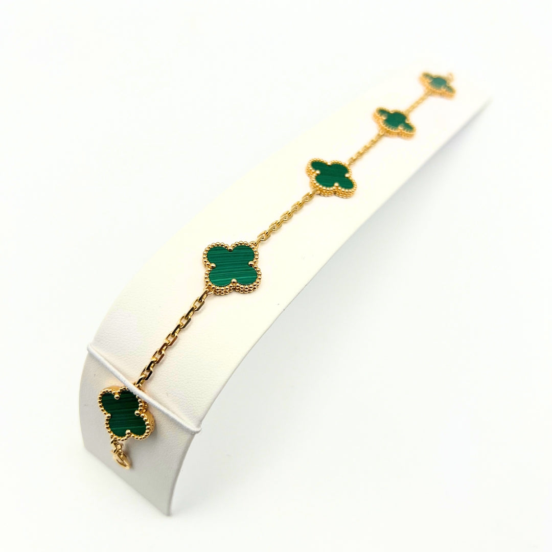 Van Cleef & Arpels Pulsera Vintage Alhambra 5 Motivos Malaquita Oro amarillo de 18 quilates