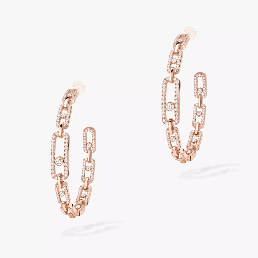 Move Link Large Hoop Diamond Earrings 18ct Gold
