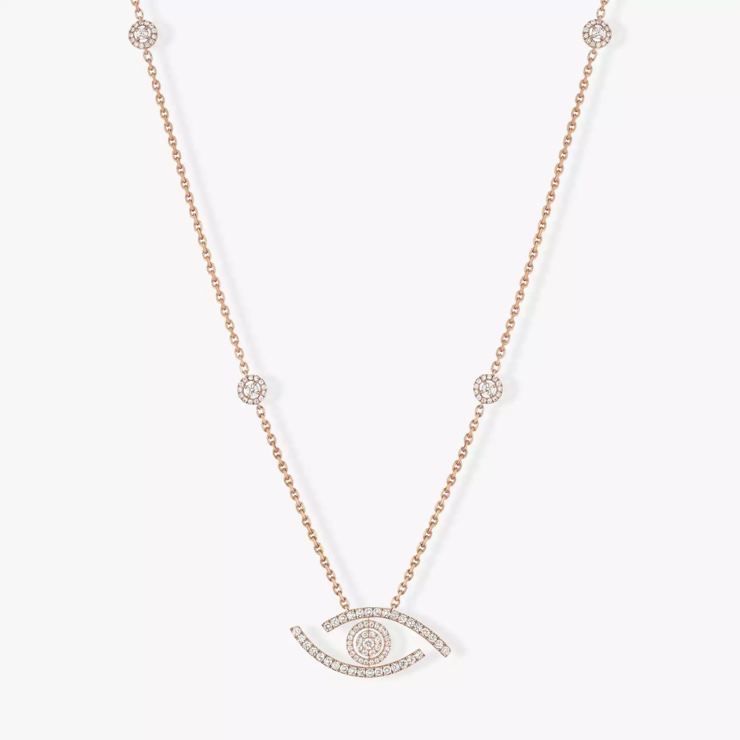 Lucky Eye Diamond Pavé Long Necklace 18ct Gold