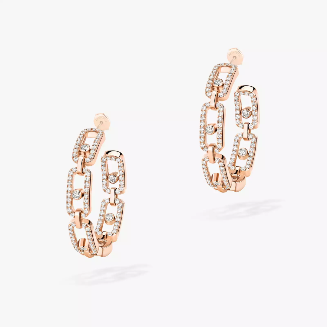 Move Link Small Hoop Diamond Earrings 18ct Gold