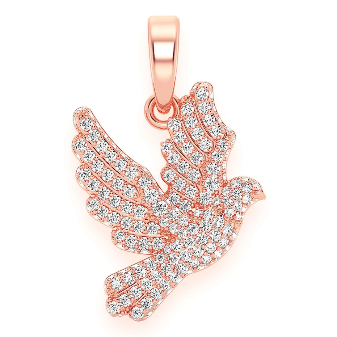 0.60ct Diamond Dove Pendant 18K Solid Gold