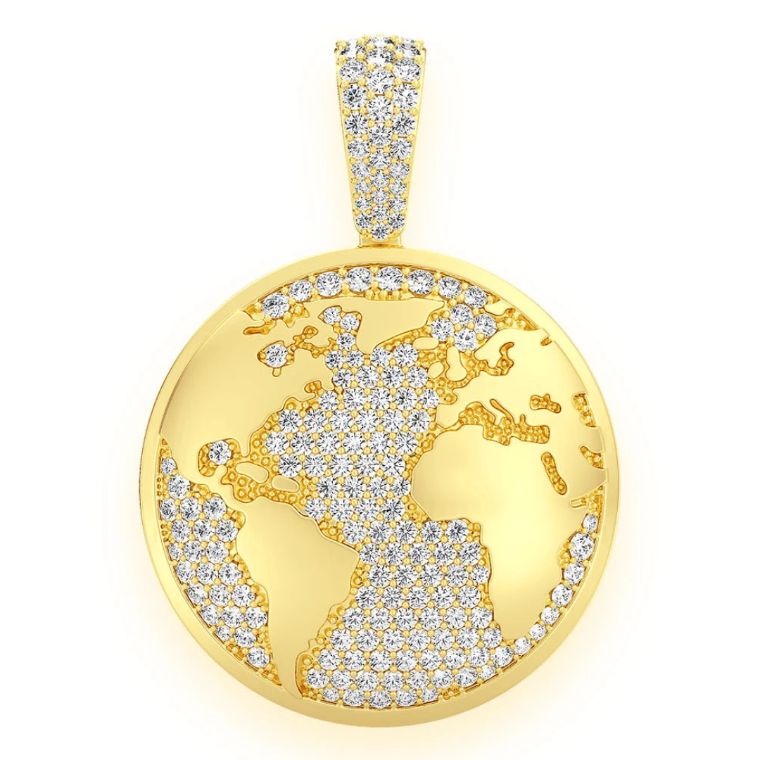 1.33ct Diamond Globe Pendant 18K Solid Gold
