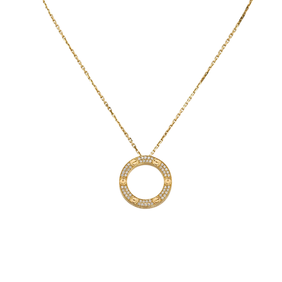 Cartier Love Pendant Paved Diamonds 18ct Yellow Gold
