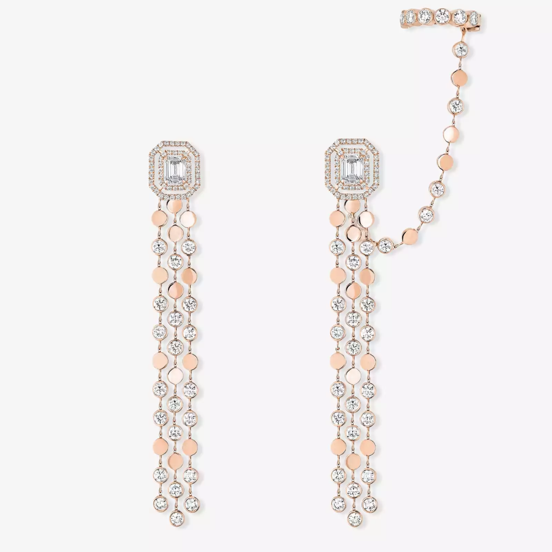D-Vibes Multi-Row Diamond Earrings 18ct Gold