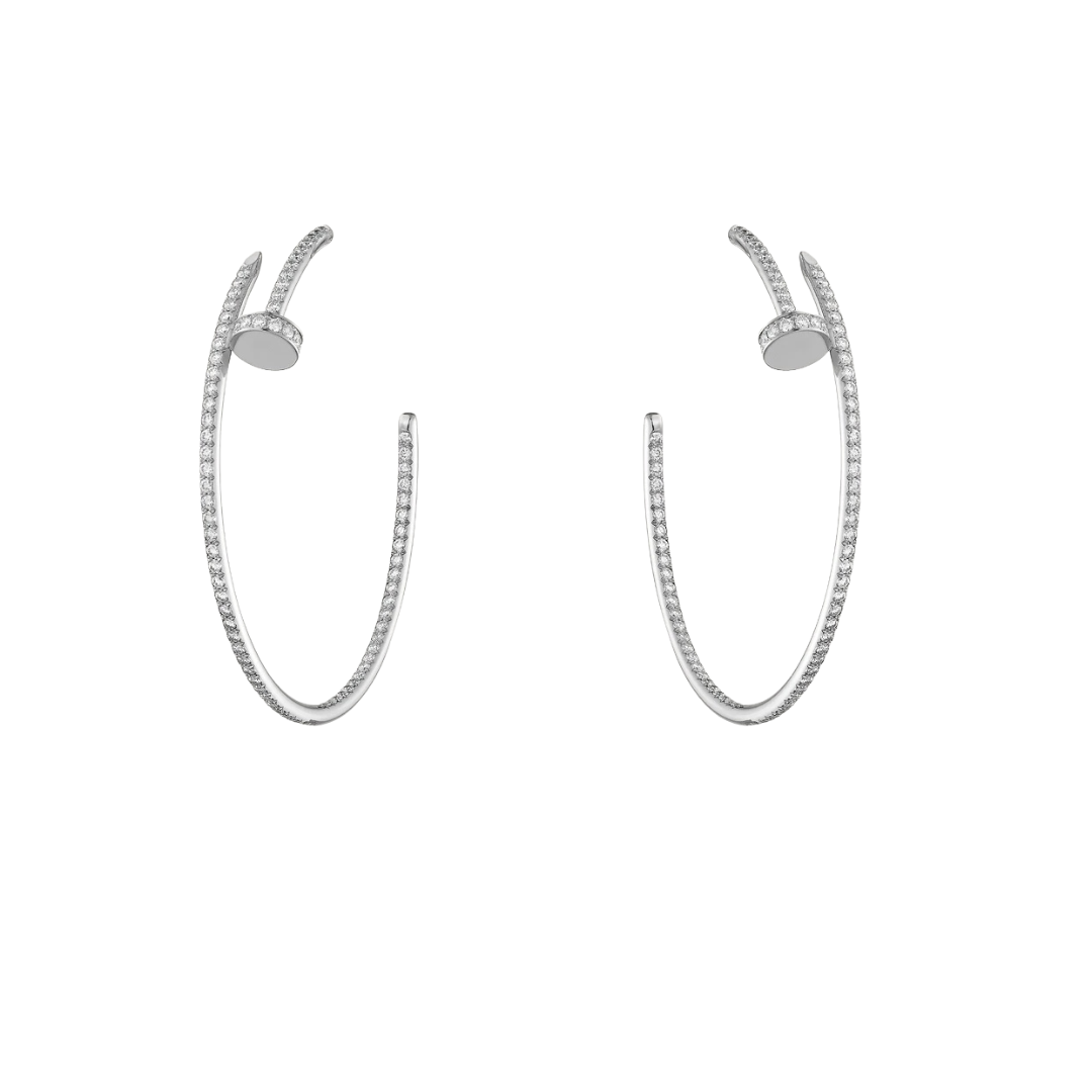 Cartier Juste Un Clou Hoop Earrings Large Paved Diamonds 18ct Gold