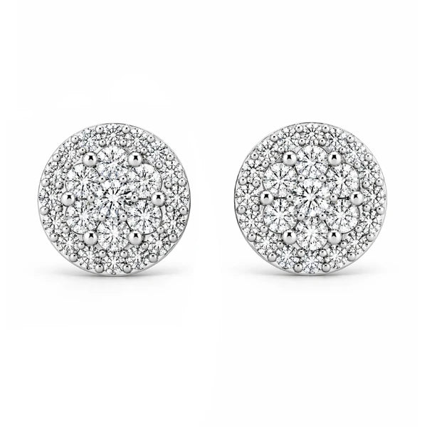 Erkals Jewellers Halo Flower Stud Earrings 18K Gold 3.00ctw
