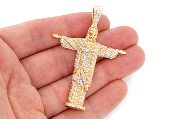 Erkals Jewellers Christ The Redeemer Pendant 18K Gold Diamond 4.25ctw