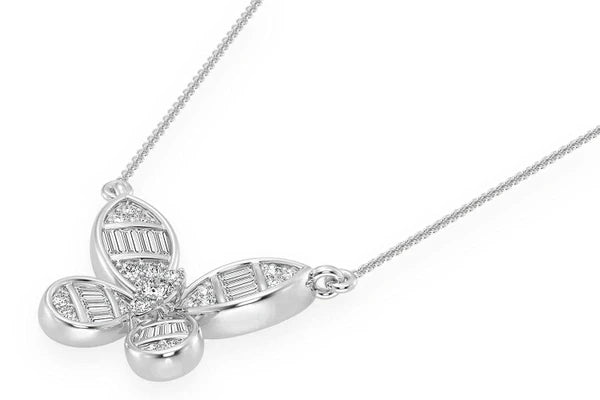 Erkals Jewellers Butterfly Baguette Pendant 18K Gold Diamond 0.33ctw