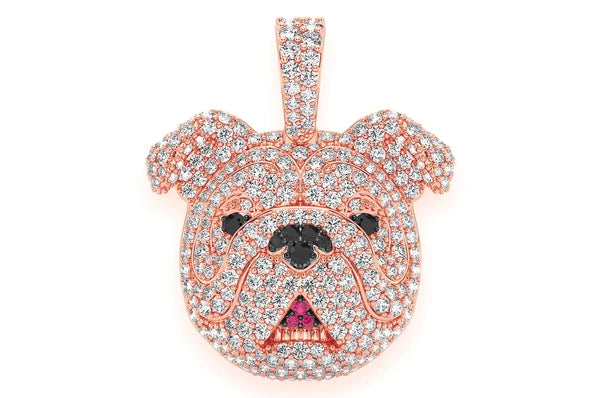 1.66ct Diamond Bulldog Pendant 18K Solid Gold