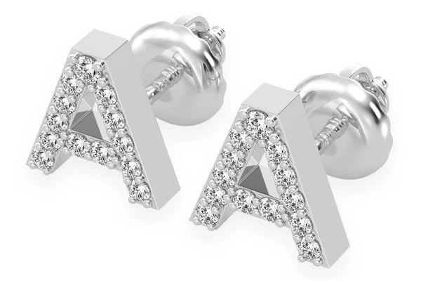 Erkals Jewellers Mini Any Letter Stud Earrings 18K Gold 0.10ctw