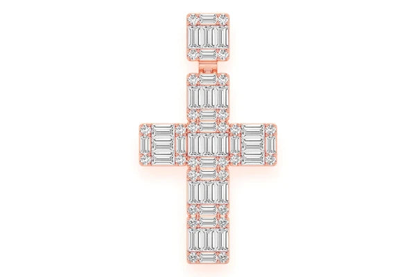 Erkals Jewellers Baguette Cross Pendant 18K Gold Diamond 1.80ctw