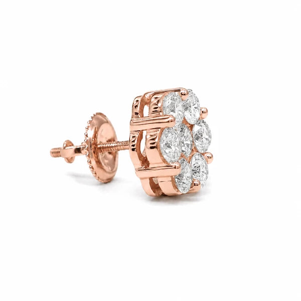 Erkals Jewellers Flower Stud Earrings 18K Gold 2.00ctw