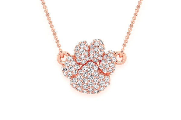Collier de diamants Dog Paw 0,35 ct connecté en or massif 14 carats