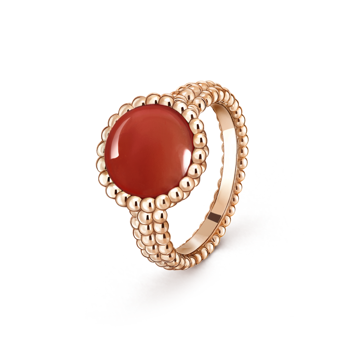 Van Cleef & Arpels Perlée Couleurs Carnelian Ring 18K Rose Gold