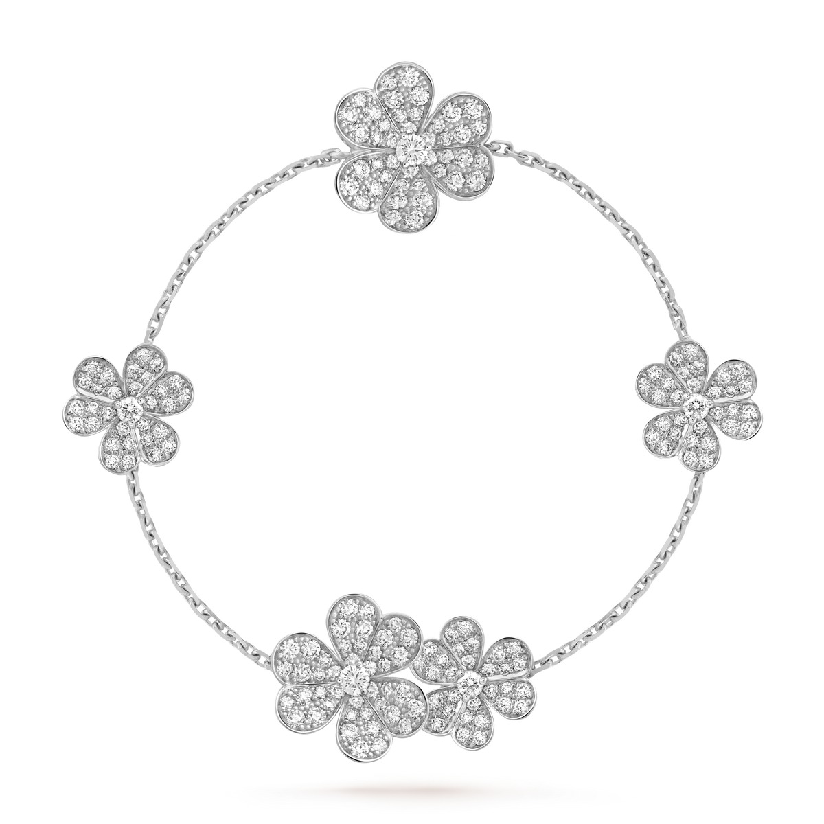 Van Cleef & Arpels Frivole 5 Flowers Diamond Bracelet 18K White Gold