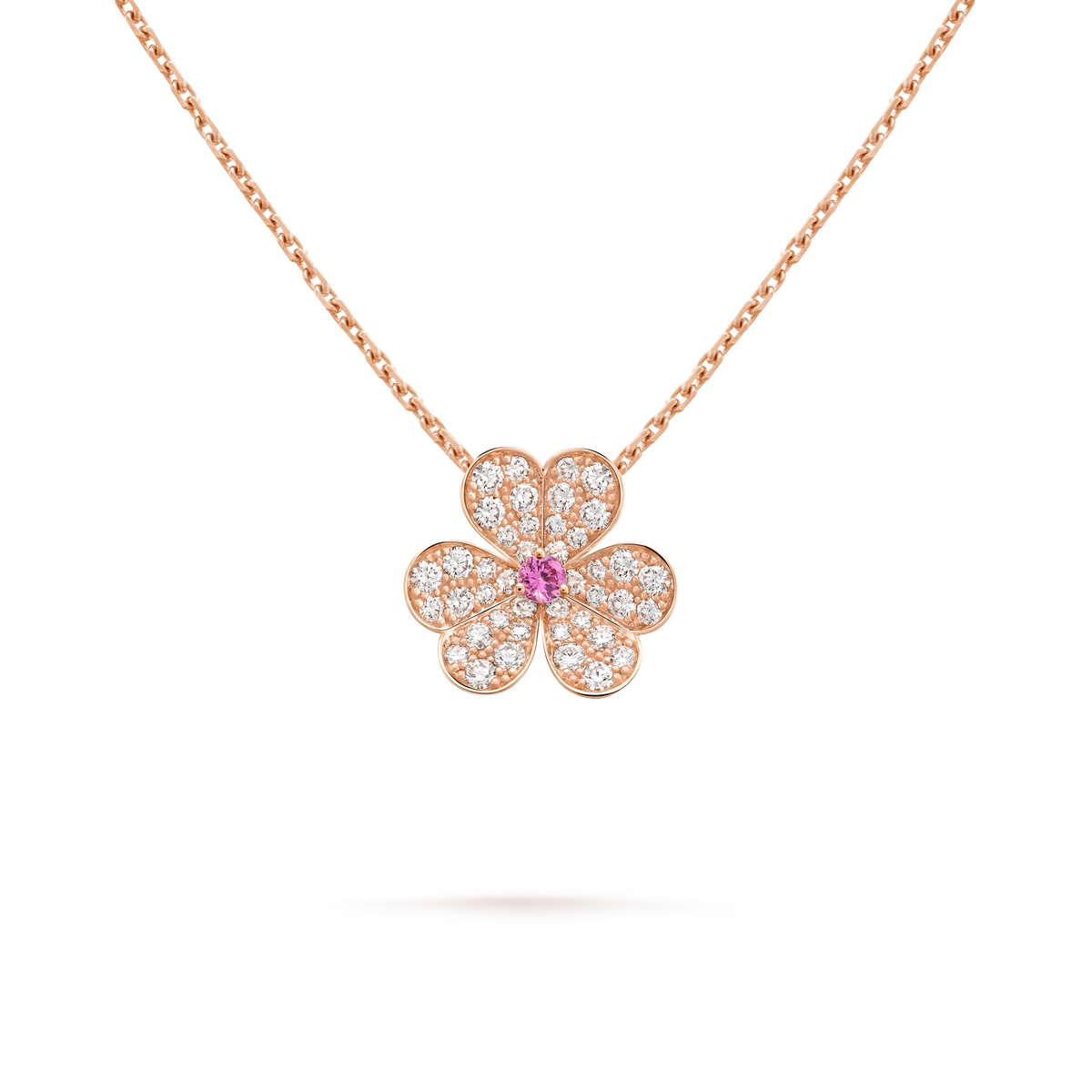 Van Cleef & Arpels Frivole Diamond Sapphire Small Pendant 18K Rose Gold