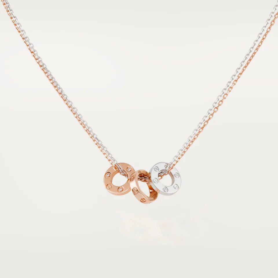 Cartier Love Pendant 6 Diamonds 18K Rose & White Gold