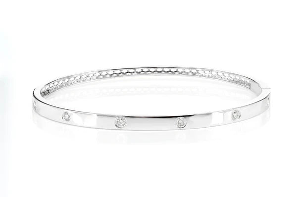 Erkals Jewellers Thin Gypsy Set Diamond Bangle Bracelet 18K Gold 0.35ctw