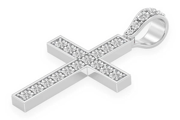 0.35ct Diamond Miracle Set Cross Pendant 18K Solid Gold