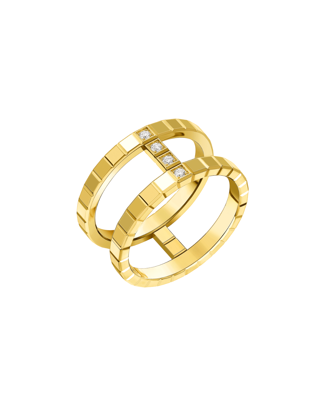 Ice Cube Diamond Ring 18ct Yellow Gold