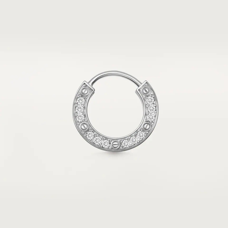 Cartier Love Single Earring Paved Diamonds 18K White Gold