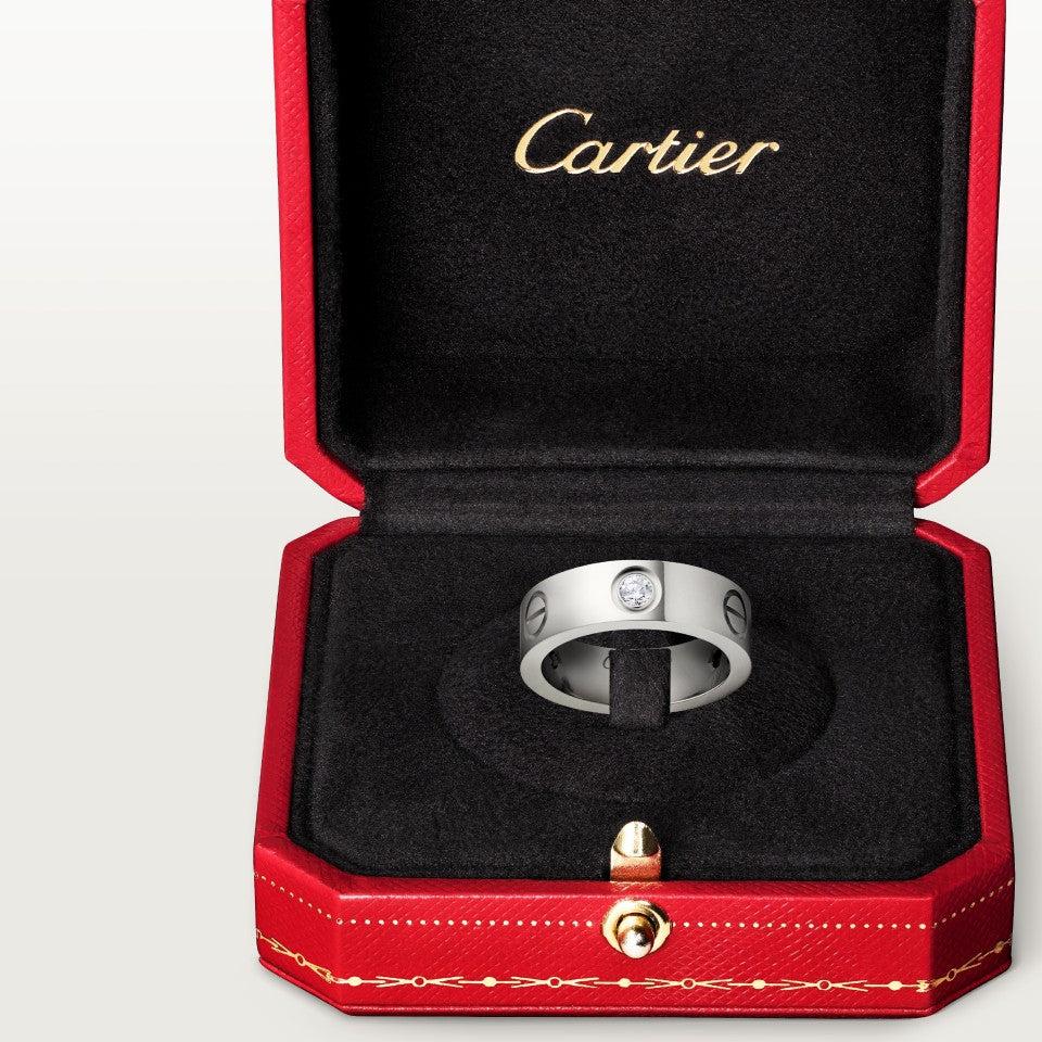 Cartier LOVE Ring Classic Model 3 Diamonds White Gold