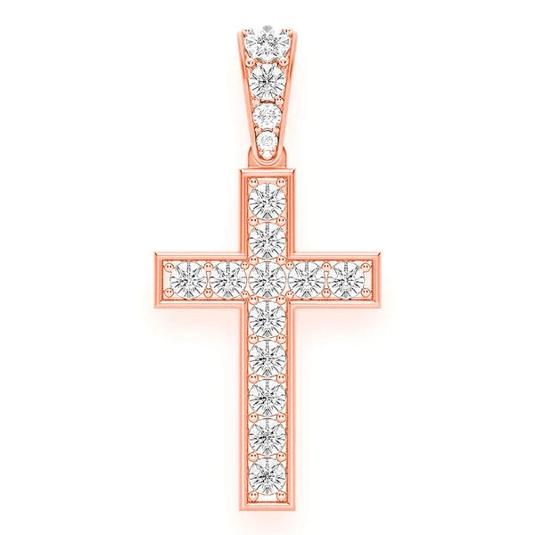 Erkals Jewellers Miracle Set Cross Medium Pendant 18K Gold Diamond 0.25ctw