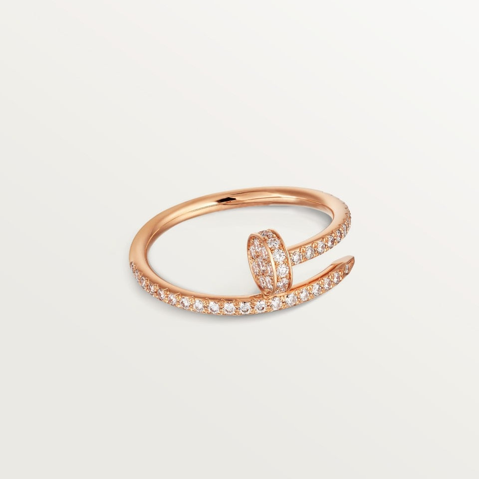 Cartier Juste Un Clou Ring Small Model Semi-Paved Rose Gold Diamonds 18K Rose Gold
