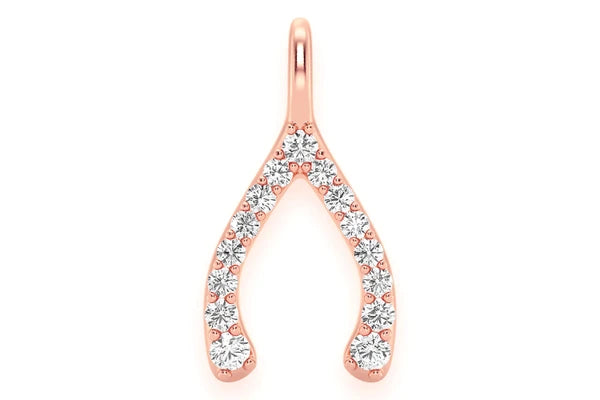 Erkals Jewellers Wishbone Pendant 18K Gold Diamond 0.15ctw